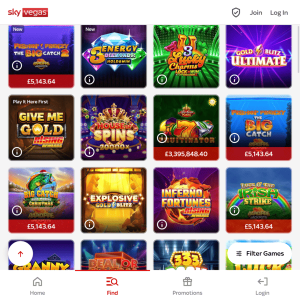 Sky Vegas Featured Slots
