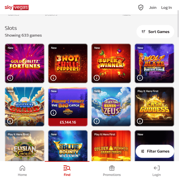 Sky Vegas Slots List